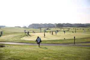 Golfers hit the practice green and the range before opening-round play gets underway Thursday at the 18th annual TrueNorth Greater Cedar Rapids Open, presented by Granite City Food & Brewery at Hunters Ridge Golf Course. (Photo courtesy of Angie Cook)